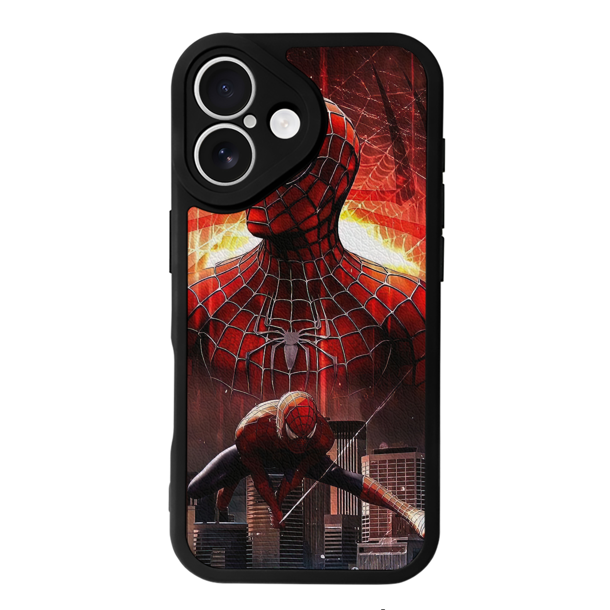 （画像用） Spider Man スパイダーマン 【iPhone 16シリーズ対応】シリコンスマホケース（レザー調） 材質：シリコン